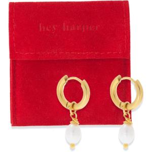 image:imageHey Harper Hoop Earrings For Women Trendy  Lightweight Waterproof amp Sweatproof JewerlyPearl Dangle Earrings Gold