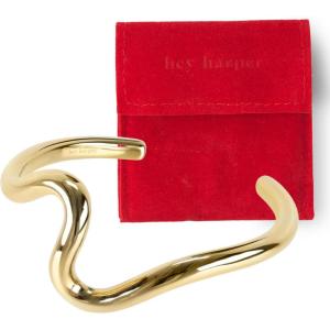 image:imageHey Harper Gold Cuff Bracelet  Bangle Trendy Chunky Non Tarnish Gold Cute Stackable Waterproof Bracelet  Gift for Women  Simple Minimalist Unique Statement JewelryWave Bracelet